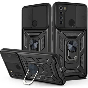 Xiaomi Redmi Note 8 Uyumlu Kılıf Kamera Korumalı Sürgülü Yüzüklü Armor Military Tank Zırh