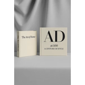 Keten Kumaş Kaplı 2'li Dekoratif Kitap Kutu Keten Beyaz, Keten Beyaz, Siyah Yazılı