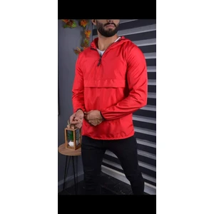 Erkek Siyah Fermuarlı Kanguru Cepli Yağmurluk