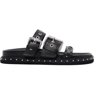 Kadın Siyah Tokalı Deri Terlik 25SFD270018