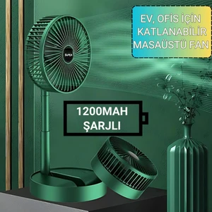 Teleskopic 1200MAH Şarjlı 3 Hız Modlu Masaüstü Vantilatör Fan Ev Ofis Masaüstü Vantilatör Fan