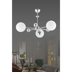 Nairobi 3'lü Gümüş Beyaz Glop Camlı Avize