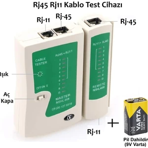 RJ45 RJ11 Network Ağ Tester Internet Telefon Test Cihazı  ( 9V Pil Dahildir)