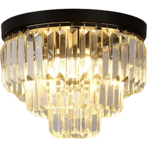 Efsane 40 Lık Kristal Taşlı Siyah Modern Salon Avize