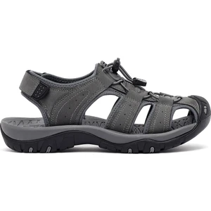 Erkek Gri Deri Outdoor Sandalet 25SFD695914