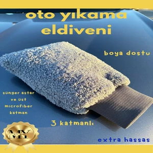 M.y. Taso Professional Mikrofiber Oto Yıkama Eldiveni Süngerli Astarlıgri
