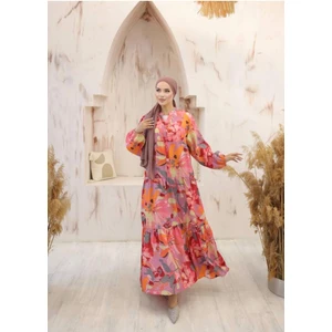 Kadın Etnik Desenli Modal Kumaş Tesettür Elbise