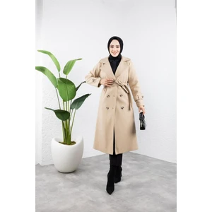 Kadın Kuşaklı Kaşe Kaban