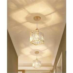 Sarkıt Tekli Gold K-12 (Plaf. Tesisat) Kristal Taşlı Avize