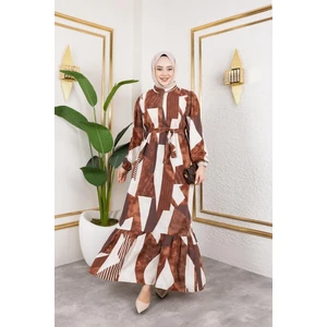 Kadın Kuşaklı Viskon Tesettür Elbise