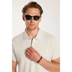 Erkek Slim Fit Dar Kesim %100 Pamuk Gri Polo Yaka Tişört