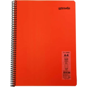 Flex A4 120 Yaprak Çizgili Spiralli Plastik Neon Kapak Defter Turuncu