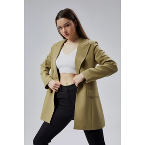 Açık Haki Kruvaze Uzun Blazer Ceket