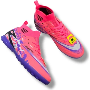 Çoraplı Halısaha Ayakkabı Neon Pembe Desenli