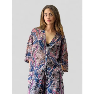 Tasarım V Yaka Şifon Kimono Gömlek Kadın Mürdüm