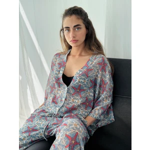 Tasarım V Yaka Şifon Kimono Gömlek Kadın Çok Renkli