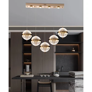 Barkın 5'li 37 Watt Sıralı Gold Ledli Modern Salon Avize