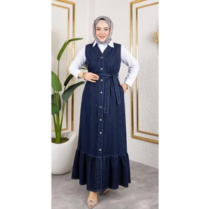 Kadın Düğmeli Kuşaklı Kot Jile