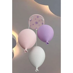 Kız Çocuk Odası Avize Balon 3'lü Sarkıt Avize Ay Yıldız Ayarlı Avize Beyaz Pembe Mor 3 Ampul Dahil