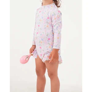 UV Korumalı Çiçek Desenli Kız Çocuk Mayo