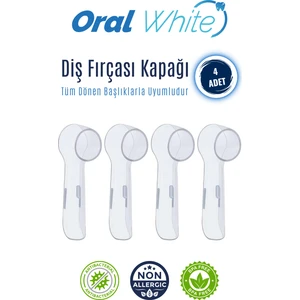 Oral White Diş Fırçası Kapağı 4 Adet Antibakteriyel Koruma ile Seyahat İçin Uygun