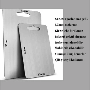 2 Adet Farklı Boylarda Paslanmaz Çelik Kesme Tahtası