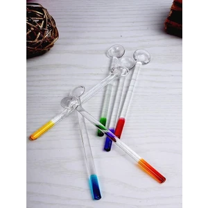 6'lı Lüx Renkli Saplı Cam Çay Kaşığı Seti