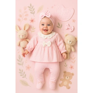 Fisto Kumaş ve Penyeden Oluşan  Işlemeli Yaka Detaylı Şık 5'lı Hastane Çıkışı Zıbın Seti