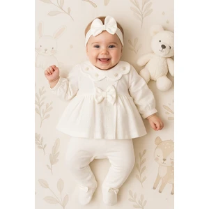 Fisto Kumaş ;Işlemeli Yaka,Şık 5'lı Yeni Doğan Kız Bebek Hastane Çıkış Seti