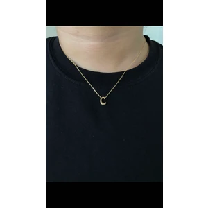 C Harfli Çelik Gold Kolye