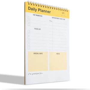 Clamenta Günlük Planlayıcı Defter, Yapılacaklar Listesi, Planlayıcı Ajanda, Görev Kontrol Listesi (İngilizce)- Sarı