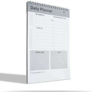 Clamenta Günlük Planlayıcı Defter, Yapılacaklar Listesi, Planlayıcı Ajanda, Görev Kontrol Listesi (İngilizce)- Gri