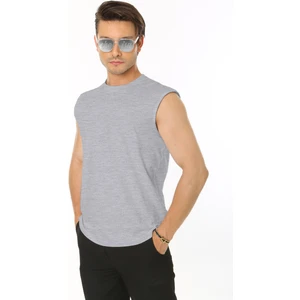 Erkek Açık Grimelanj Bisiklet Yaka Tank Sıfır Kol Atlet %100 Pamuk T-Shirt