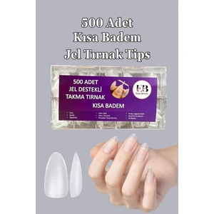 Easy Beauty 500 Adet Yeni Nesil Jel Destekli Kısa Badem Takma Tırnak Seti