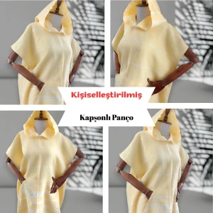 Kişiye Özel Baskılı Kapüşonlu Plaj Pançosu | Isim Yazılı Pamuklu Havlu Poncho |unisex Peştamal Kumaş
