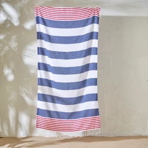 %100 Pamuk Marine Peştamal Kırmızı-Lacivert (95X180 Cm)