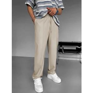 Erkek Beli Lastikli Baggy Pantolon Bej