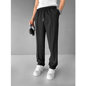 Erkek Beli Lastikli Baggy Pantolon Siyah