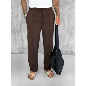 Erkek Beli Lastikli Baggy Pantolon Kahve