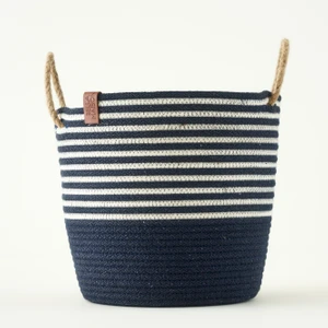 Bella Maison %100 Pamuk Valesa Kulplu Sepet Lacivert (21x21x23 cm)