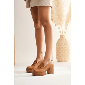 Candace Taba Kadın Topuklu Platform Ayakkabı Deri Malzeme ile Rahat Taban