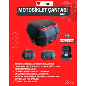 Tien 44 L Motosiklet Çantası - Otomatik Kilit - Siyah