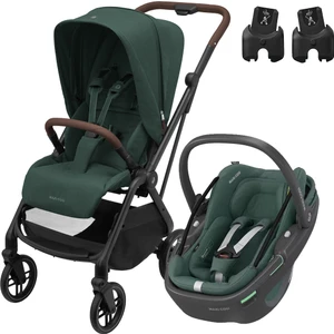 Leona2-Coral 360 Modüler Ana Kucaklı Ultra Kompakt Çift Yönlü Seyahat Sistem Bebek Arabası Essential Green