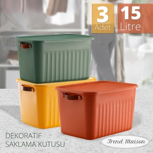 Trend Maison Çok Amaçlı Düzenleyici, Kapaklı Kutu, Dekoratif Saklama Kutusu, Organizer 3'lü