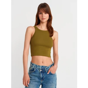 21104 Fitilli Crop Top-Koyu Yeşil