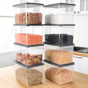 8 Adet Etiketli Derin Erzak Saklama Kabı - Bakliyat Un Kabı Büyük Boy Erzak Kutusu 5300 ml Şeffaf