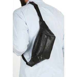 Unisex Siyah Deri Fermuarlı Ayarlanabilir Askı Crossbody Omuz Göğüs Ve Bel Çantası tul548