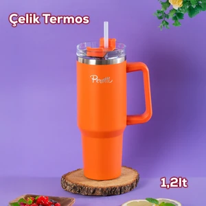 17236-5 Colte V2 Paslanmaz Çelik Sporcu Termos Bardak Matara Turuncu 1,2 Lt