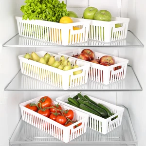 6 Adet Buzdolabı Düzenleyici Sepet - Dolap Içi Meyve Sebze Düzenleyici Organizer Saklama Kabı Beyaz