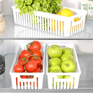 3 Adet Buzdolabı Düzenleyici Sepet - Dolap Içi Meyve Sebze Düzenleyici Organizer Saklama Kabı Beyaz